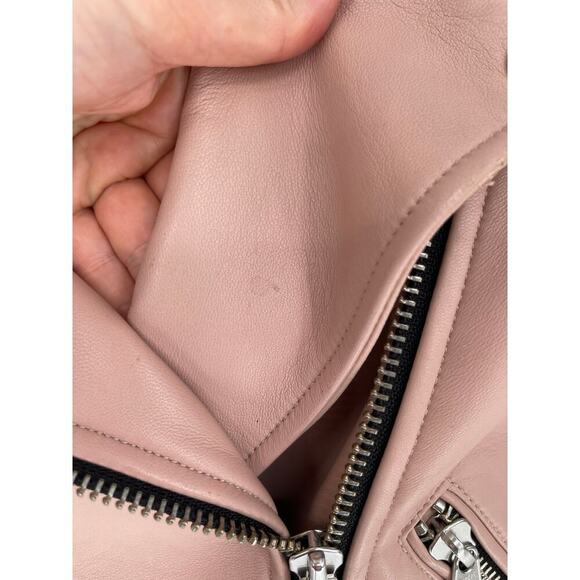 Mackage Blush Pink Baya Lamb Leather Biker Moto Motorcycle Jacket size Small - Picture 5 of 12